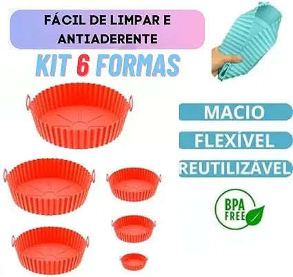 6 kit airfryer fritadeira de ar redonda capas protetoras de silicone e forno fritadeira elétrica praticidade de cozinha