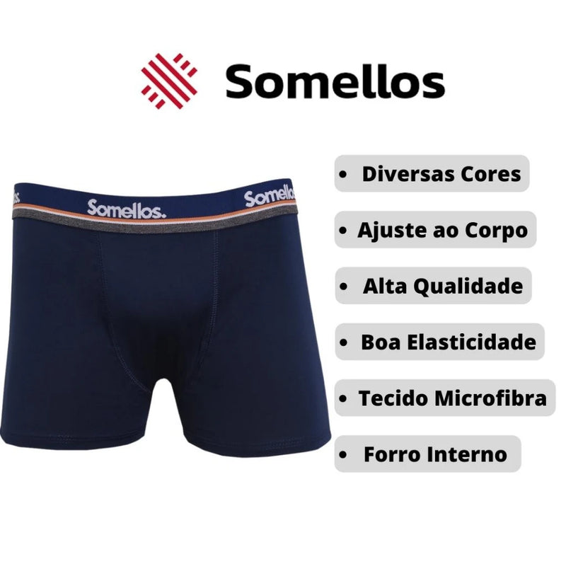 5 Kit Cueca Boxer Masculina Microfibra Somellos + Frete Grátis