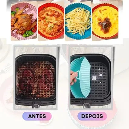 6 kit airfryer fritadeira de ar redonda capas protetoras de silicone e forno fritadeira elétrica praticidade de cozinha