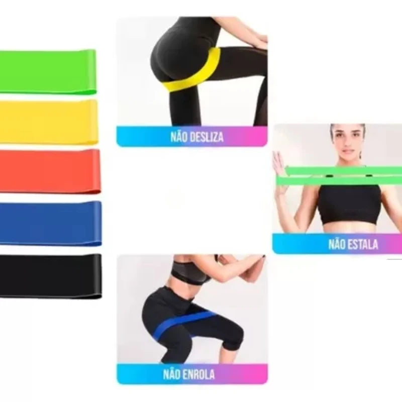 Kit 5 Faixas elásticas Thera Mini Band Fisioterapia Multifuncional Crossfit