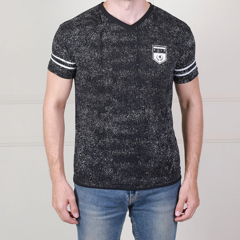 Camiseta masculina estampada fashion 2023 com gola V