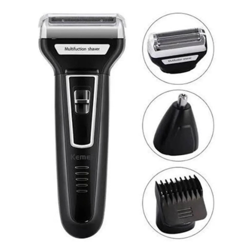 Máquina Barbear Shaver 3 Em 1 KM-6558 Nariz Barba Pelos e Corpo