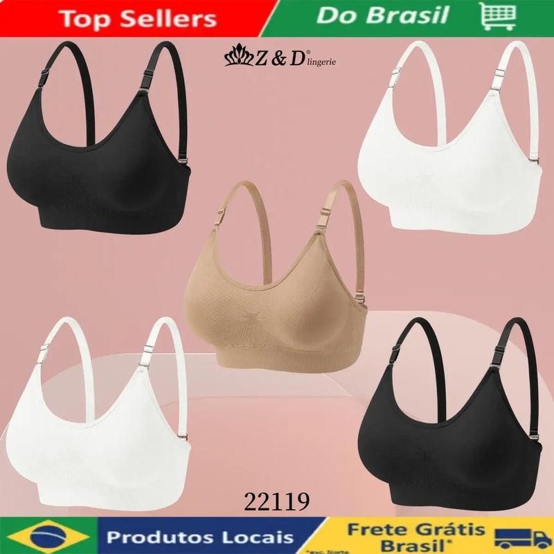 Z&D Lingerie Top Alças Largas Sem Costura Com Bojo e Renda 22119