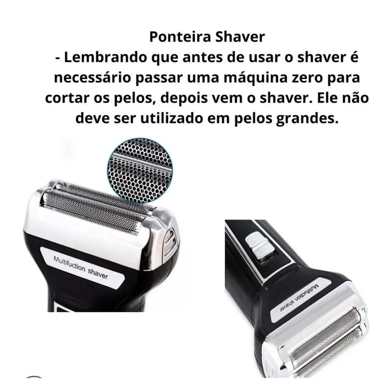 Máquina Barbear Shaver 3 Em 1 KM-6558 Nariz Barba Pelos e Corpo