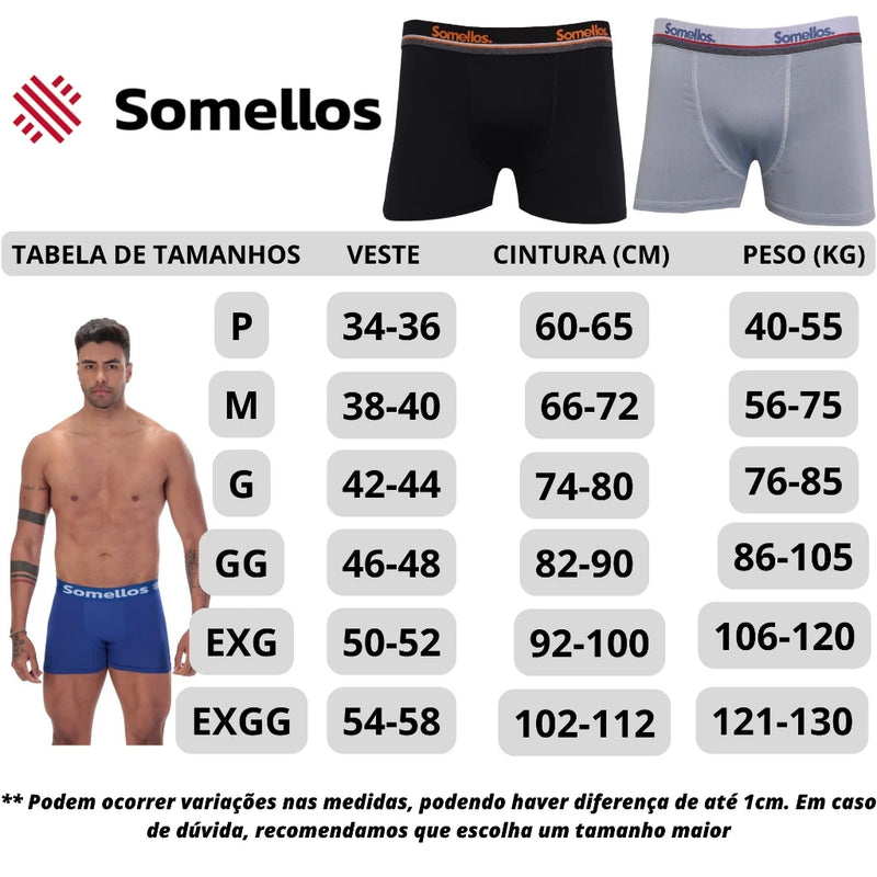 5 Kit Cueca Boxer Masculina Microfibra Somellos + Frete Grátis