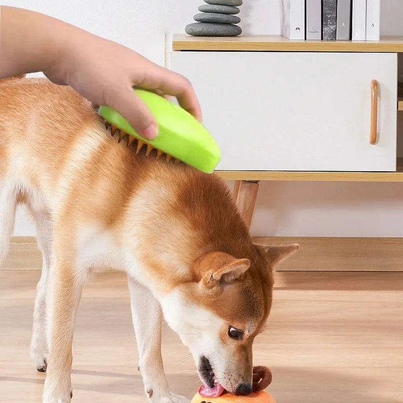 Escova de cabelo elétrica fumegante para gato, escova fumegante para massagem, remoção de cabelos emaranhados e soltos