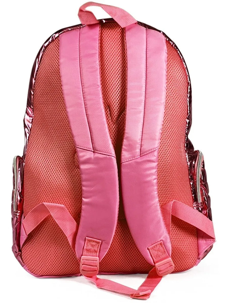 Conjunto de mochila metalizada Rebecca Bonbon com estojo